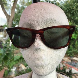 Unisex 80's Ray Ban B&L Torte Wayfarer Sunglasses Green Lens L2052 NTAS USA